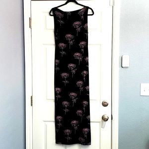 Floor length, double slit, floral sheath dress